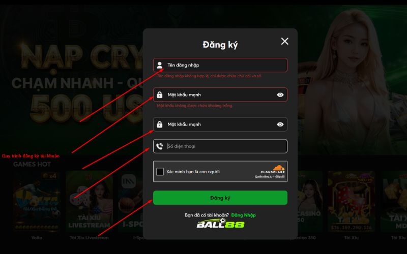 Các bước tạo tài khoản Ball88 đơn giản trên điện thoại