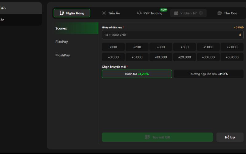 nạp rút đa dạng phương thức